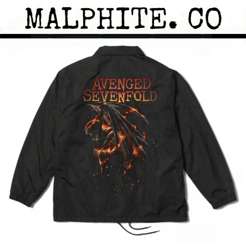 Coach Jacket Avenged Sevenfold Windbreaker Motif Logo Band Musik Merch Metal Punk Rock And Roll Hita