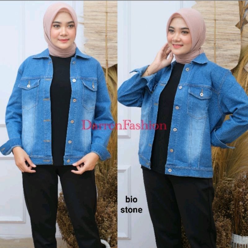 Jaket Jeans Wanita Stretch &amp; Tebal . Jaket Jeans Wanita L fit XL