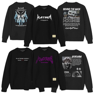 PLATINUM WORLD Crewneck Sweatshirt Font Metal // Jaket Sweater Metal Premium