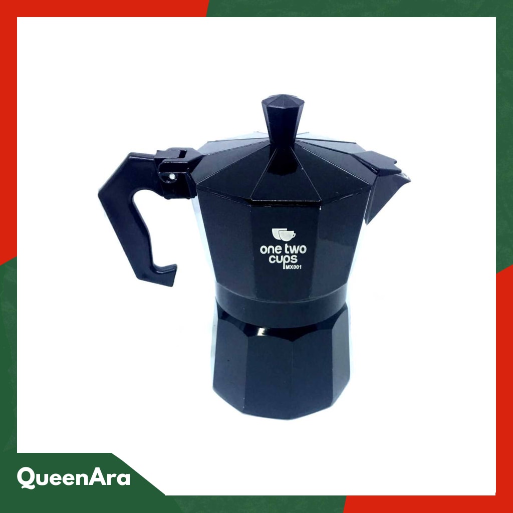 One Two Cups Espresso Coffee Maker Moka Pot Teko Stovetop Filter MX00