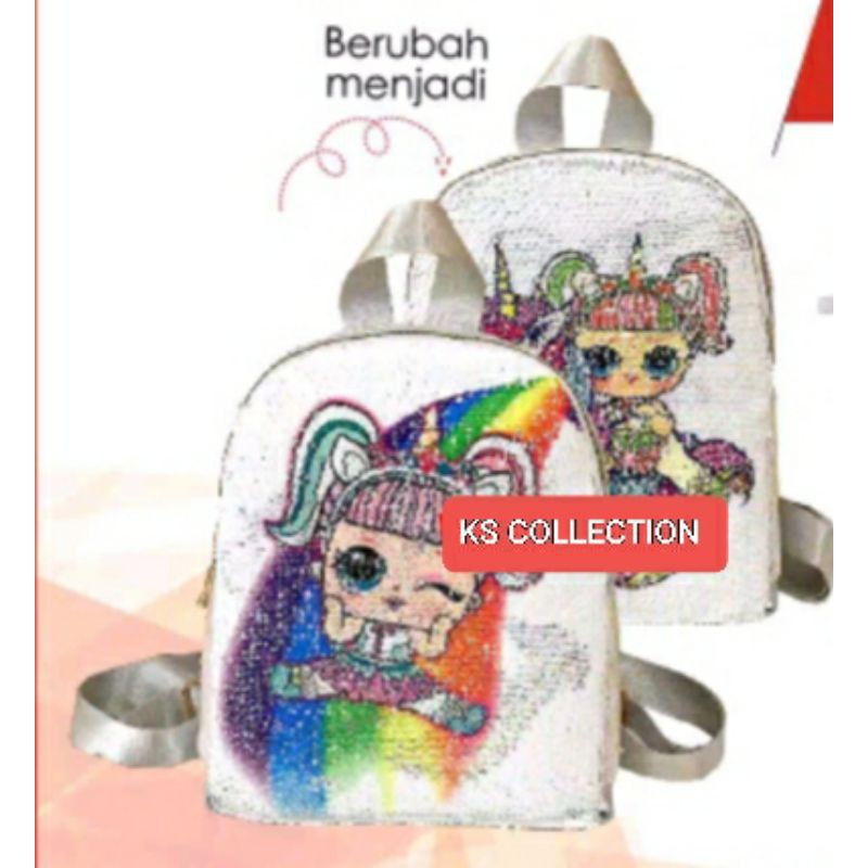 Tas Import Tas Ransel Anak Lol led Sequin Berubah Gambar