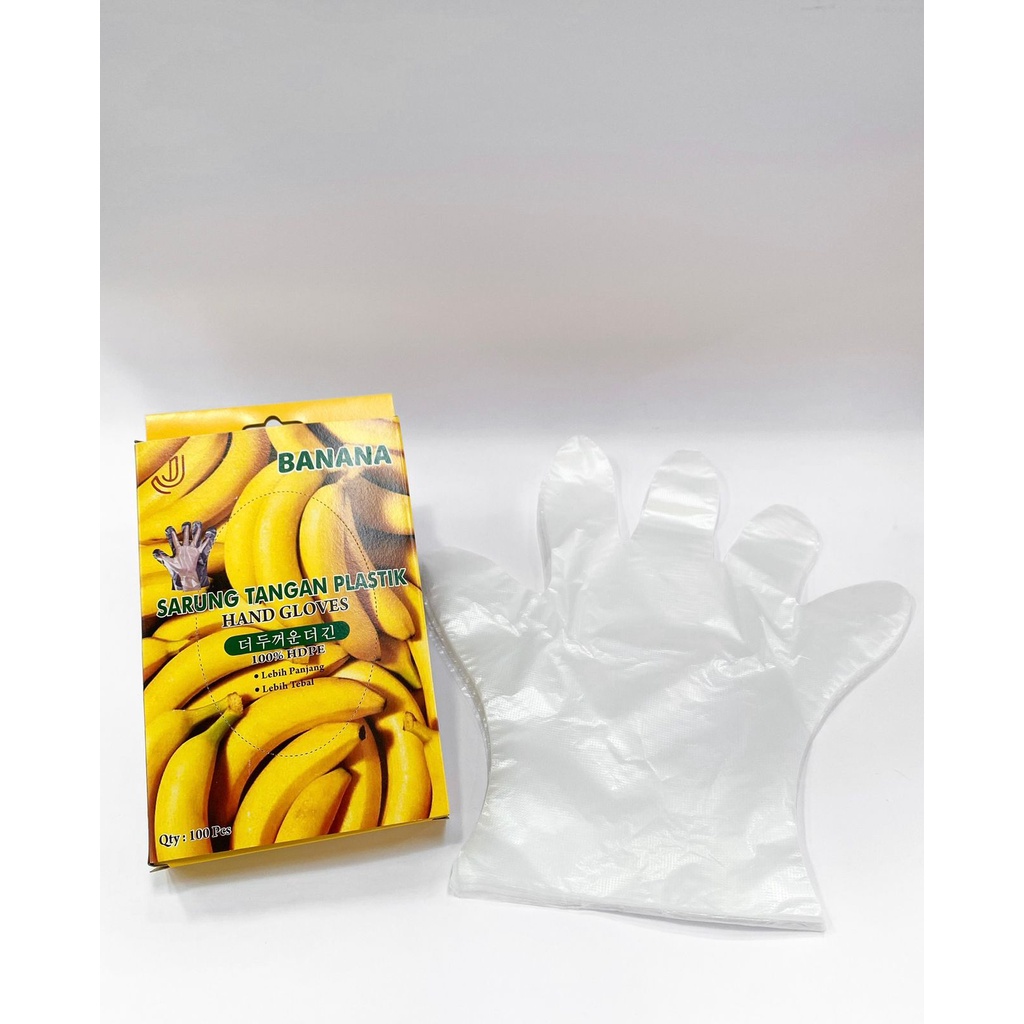 GROSIR 1 Dus Sarung Tangan Plastik Banana - 75 Pack x 100 Pcs/Pack