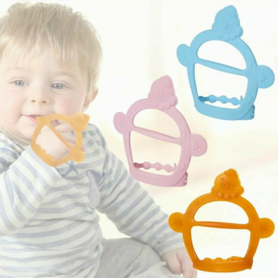 Mainan Gigit Anak Silicon Lembut Aman Modal Gelang Teether White_Cell