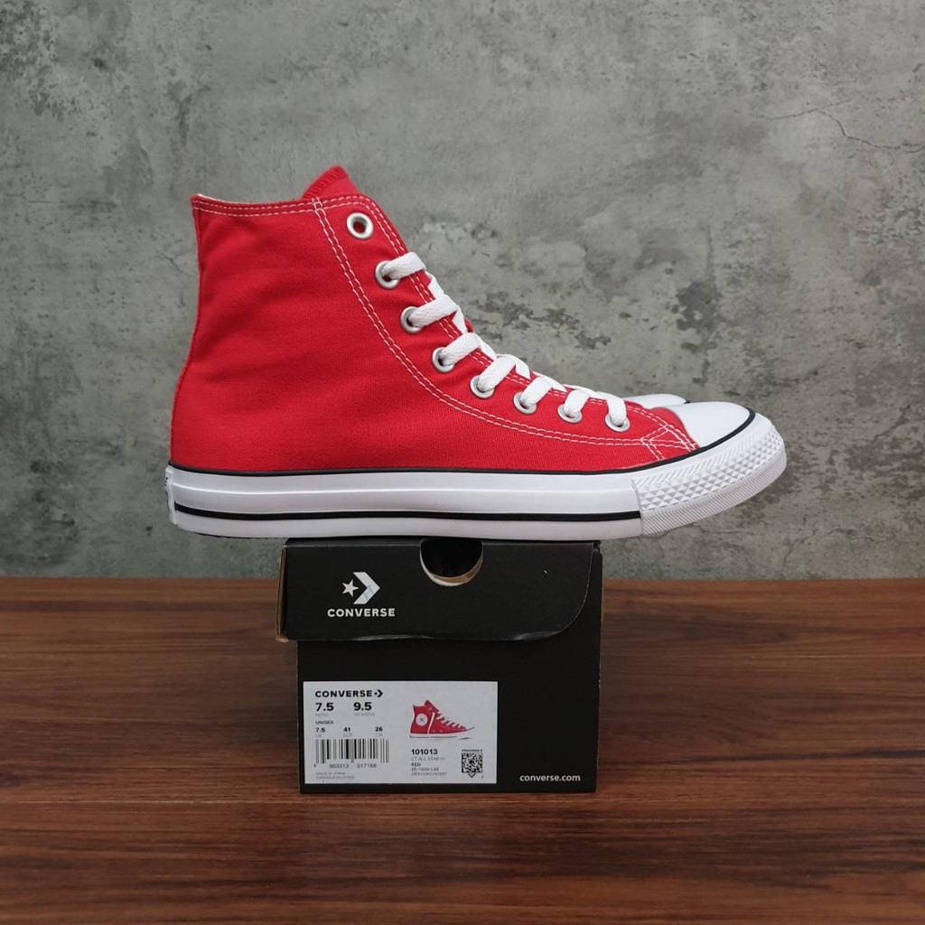Sepatu_allstar hi Converse Hi Red BNIB Tag Made in China 36/44