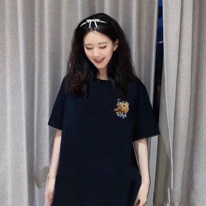 korean style Oversize Teddy Bear T-shirt/Printed T-shirt Kaos Putih Lengan Pendek