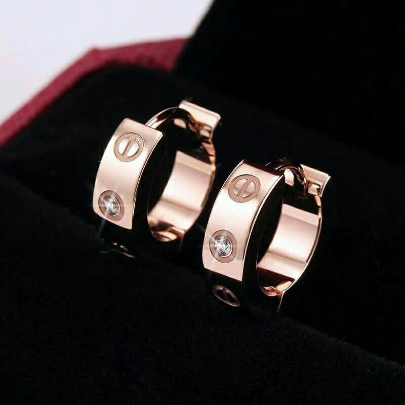 GG Anting Jepit Cartie*r Titanium Rose Gold#AT-