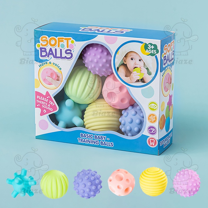 BIAZE Mainan Bola Puzzle Pijat Bayi Multifungsi Lembut Dengan Suara Untuk Edukasi Perkembangan Sensory Bayi Mainan