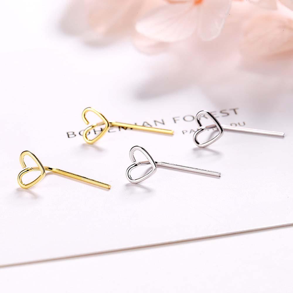 Needway   Ear Hook Temperamen Gadis Wanita Perak Hati Kecil Korea Anting Cinta