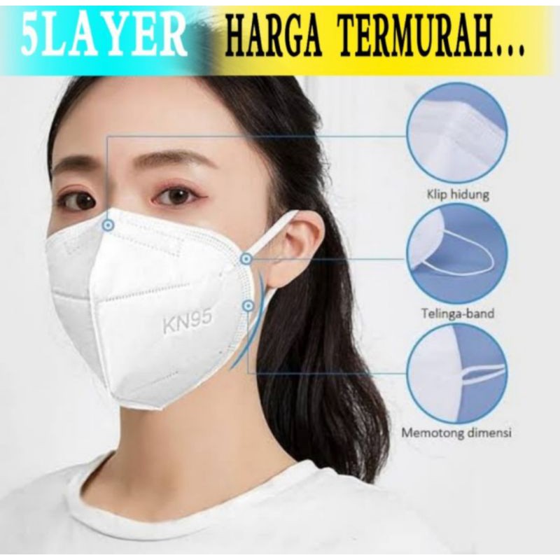 Masker KN95 5Ply Isi 10pcs - Masker KN95 Bedah Medis Top Brand Quality Termurah