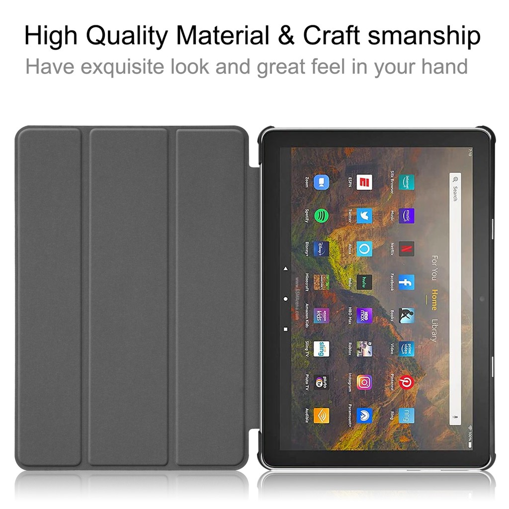 Casing Warna Solid Untuk Api Amazon HD10 2021sarung Tablet Lipat Magnetik Slim for Fire HD10 Plus 2021sarung Tidur/Bangun Otomatis 10.1inch Stand PU leather Cover