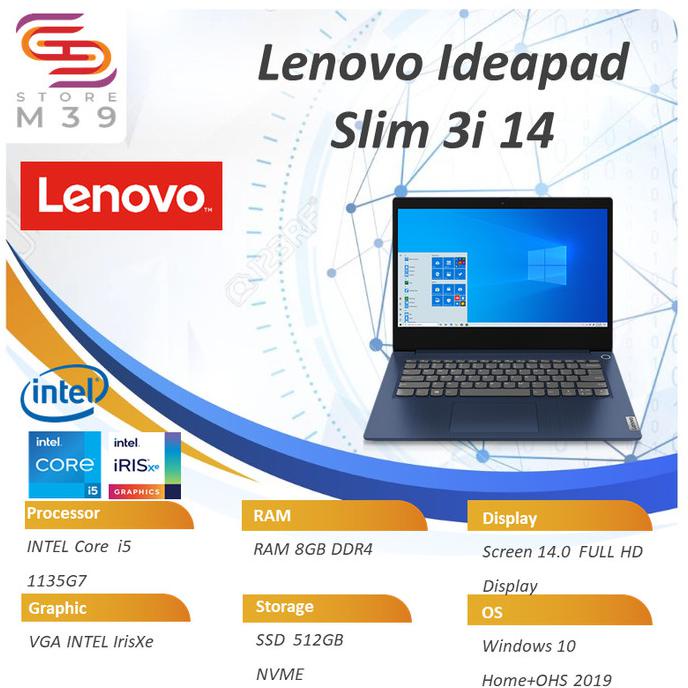 Laptop Lenovo Ideapad Slim 3I 14 I5 1135G7 Ram 8Gb Ssd 512Gb Irisxe