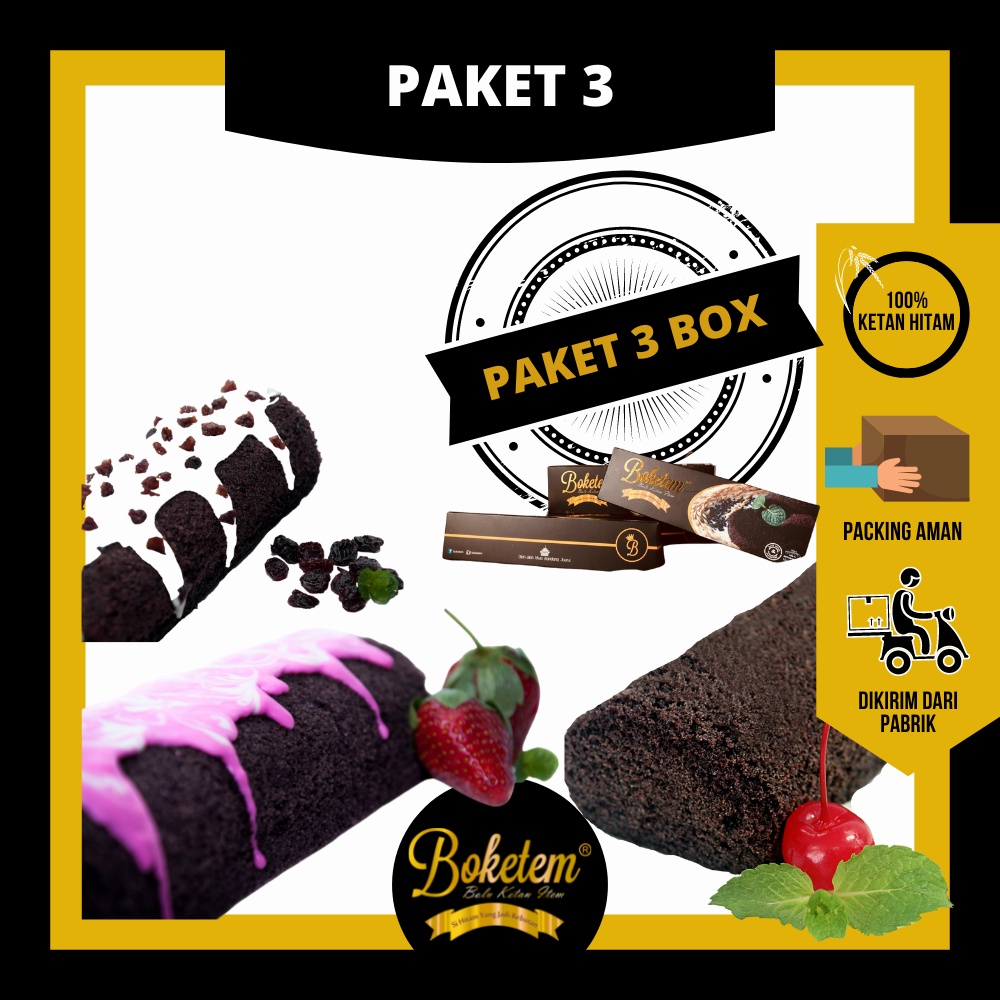 

DEB Bolu ketan item - Paket 3 Box - Boketem - Oleh oleh Bandung
