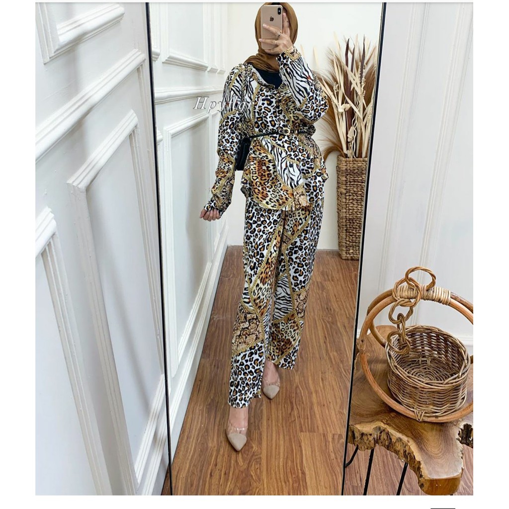 (MURAH) SET GAMIS LEOPARD KATUN VISCOSE PREMIUM