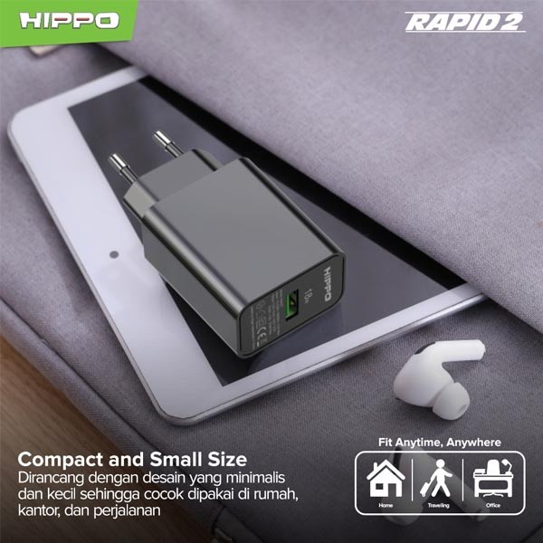 Kepala Adaptor Charger Hippo Rapid 2 Fast Charging 18W Quick Charge Original Ori for XiaoMi Samsung Oppo