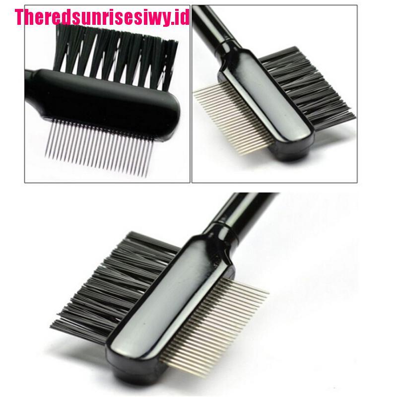 【Theredsunrisesiwy.id】1pc Steel Eyebrow Eyelash Dual-Comb Extension Brush Metal Comb Makeup Tool