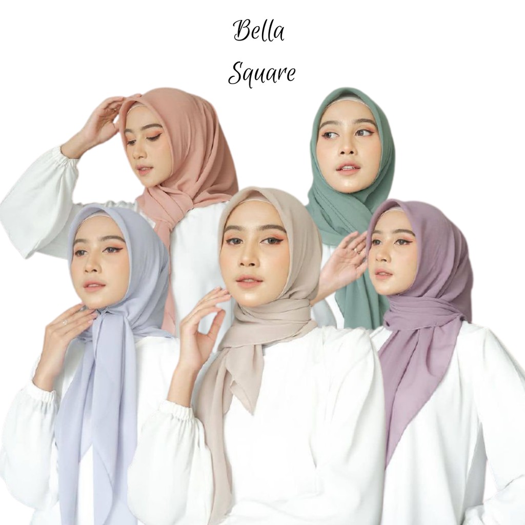 Segi Empat Bella  Square  Hijab Plain Bella  Square  Warna  