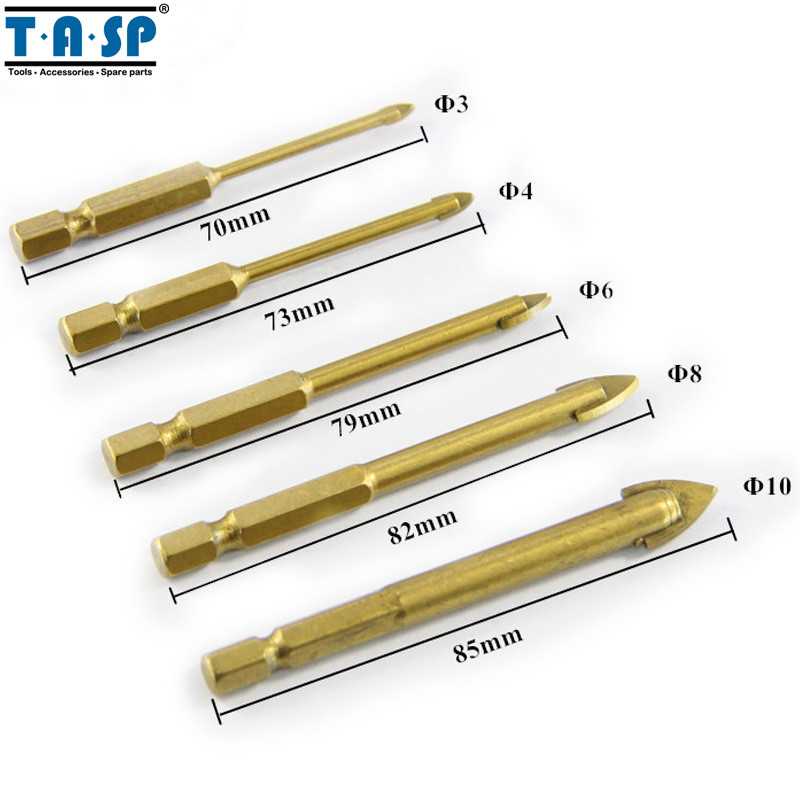 Mata Bor Tungsten Drill Ceramic Kaca Bit ukuran 4 5 6 8 10mm 5PCS