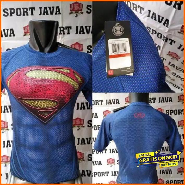 best seller - kaos manswt baselayer gym superman justice gym fitnes