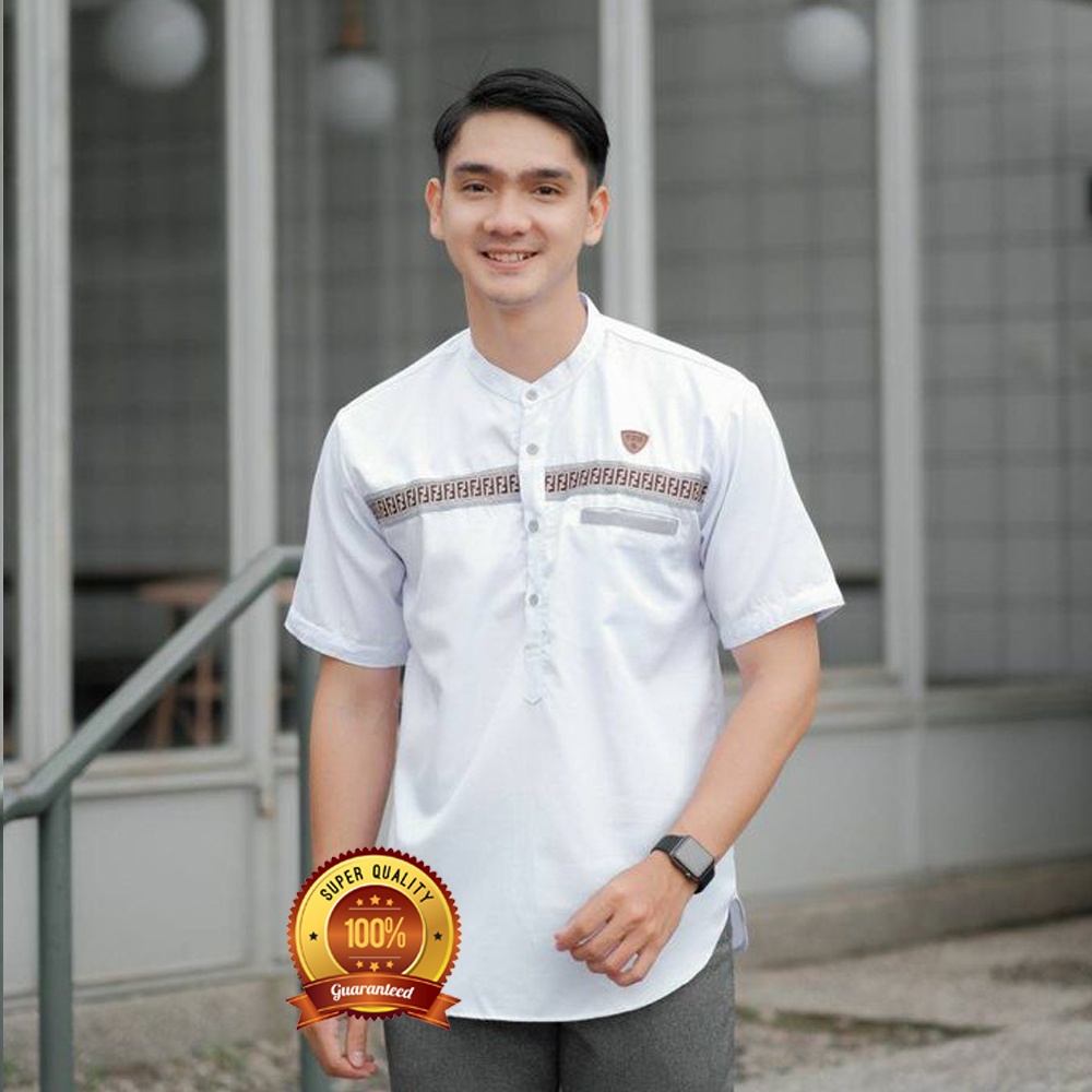 Baju Koko Kurta Putih Bahan Katun Toyobo Pria Dewasa Lengan Pendek Model Terbaru 2022 Adem Terlaris
