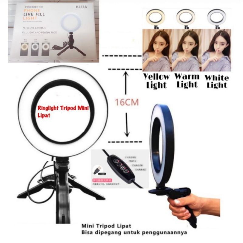 Ring Light Besar Tripod Mini Lipat H388S