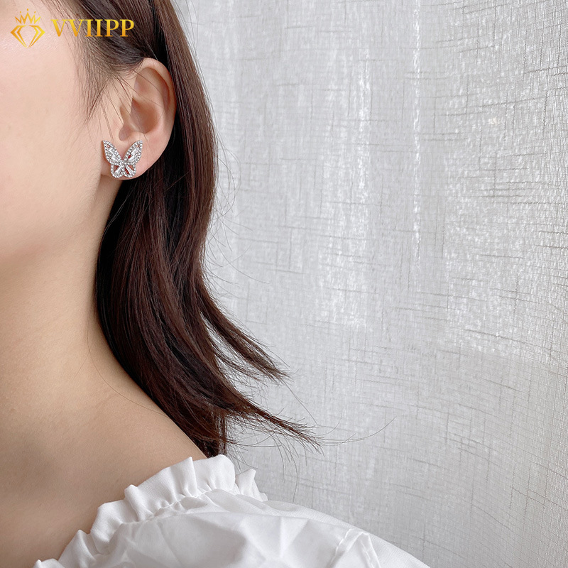 Korean Fashion Diamond Pearl Butterfly Tassel Big Circle Gold Earring Temperament Sweet Earrings Jewelry Accessories