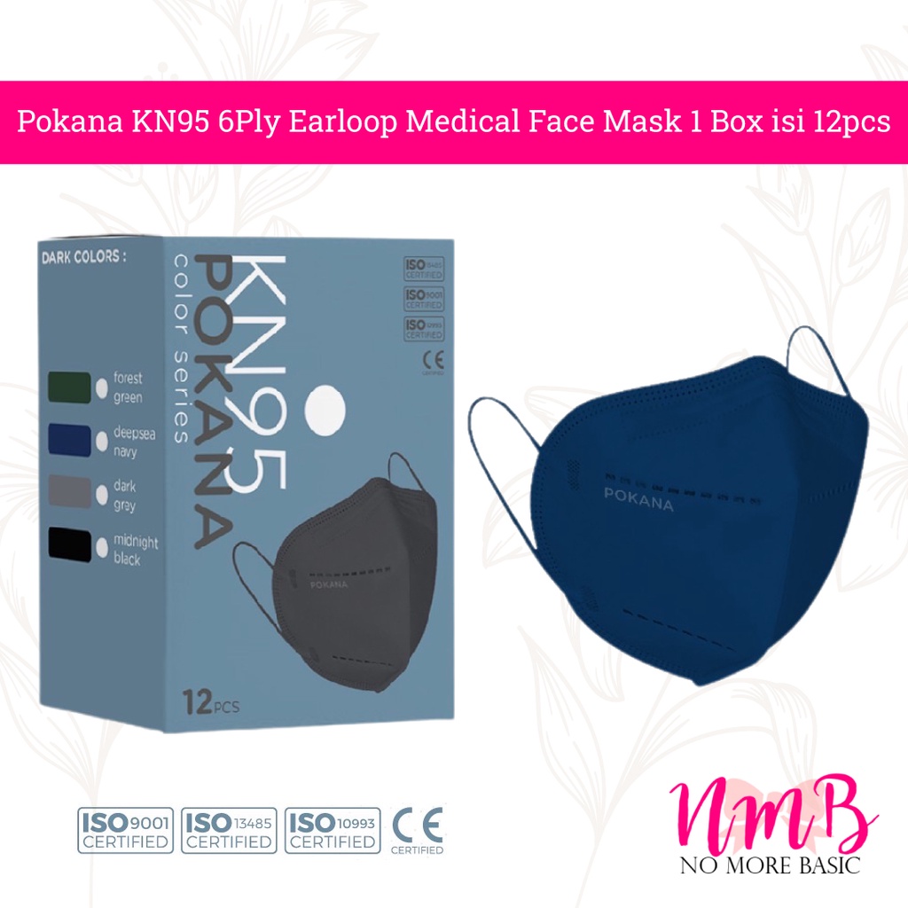 Masker Pokana KN95 6ply Earloop Medical Face Mask Adult 1 Box isi 12 Masker KN95 Dewasa POKA