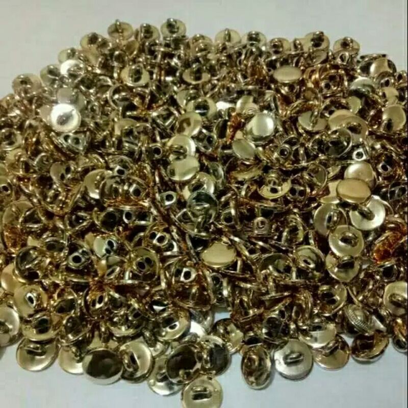 Isi 120 pcs Diameter 9 - 11 - 13 mm - Kancing Baju Jamur Emas Polos Datar