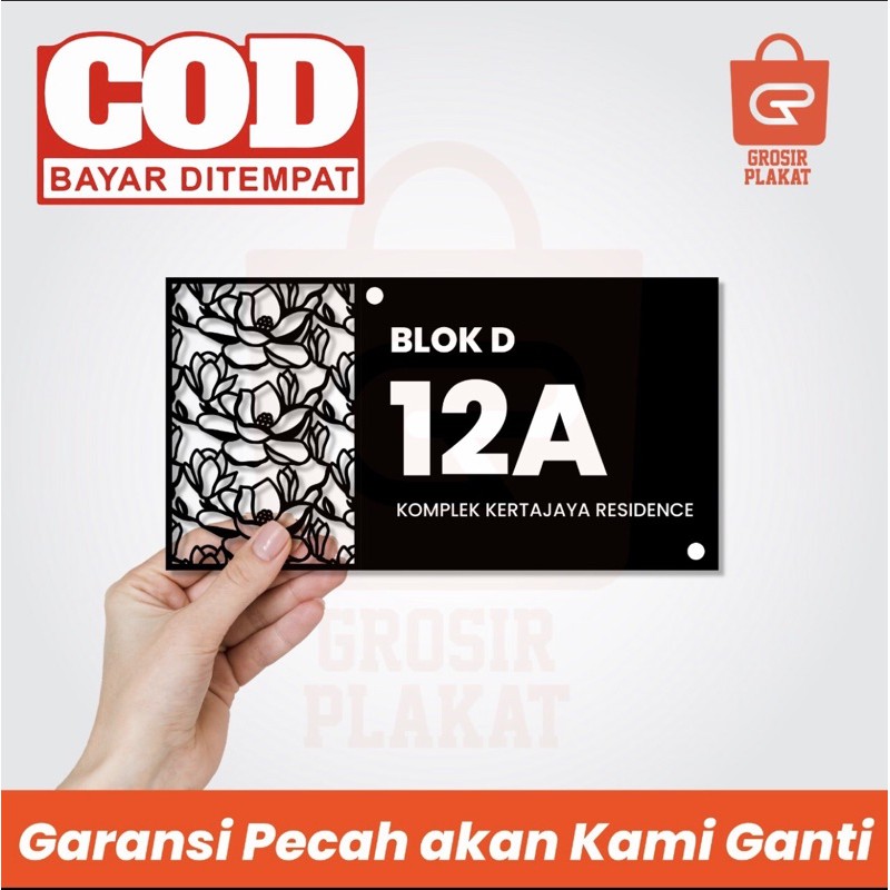 Nomor Rumah Akrilik Motif Laser