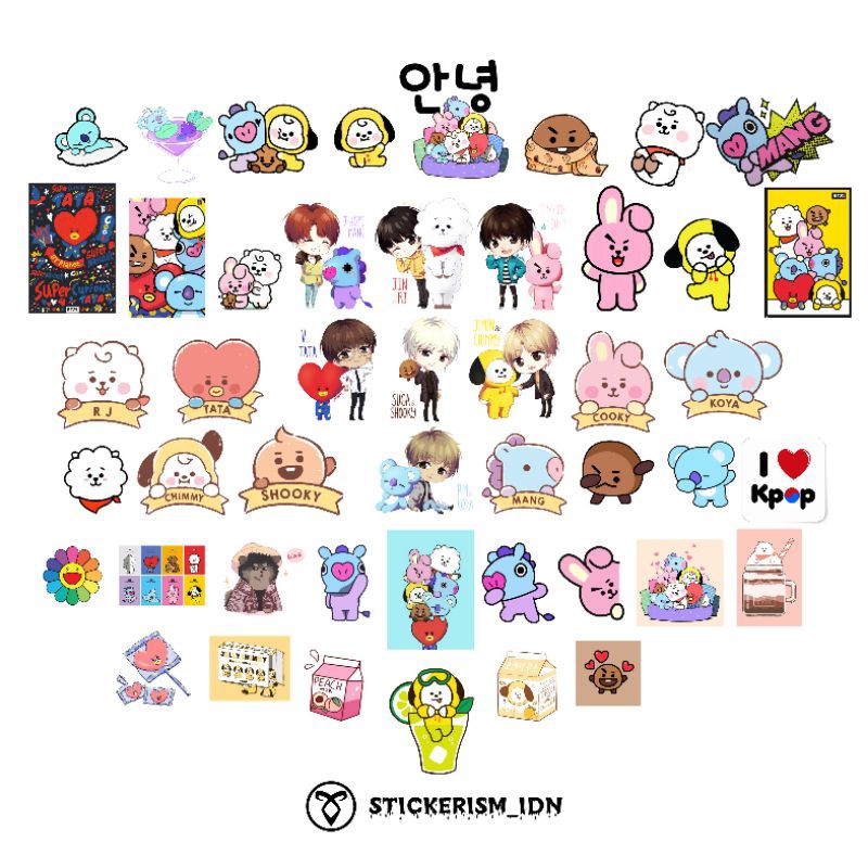 STICKER / STIKER BT21 TAHAN AIR  TEMPELAN LAPTOP DAN CASING HP [ISI 47 pcs]