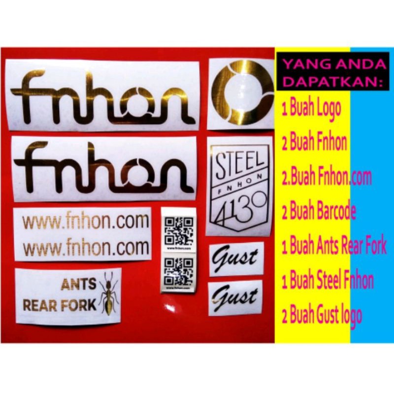 Sticker Stiker Sepeda Fnhon Gust Paket Banyak Murmer