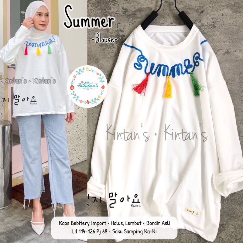 SUMMER BLOUSE / BLOUSE OVERSIZE WANITA / Kaos babytery halus BY KINTANS