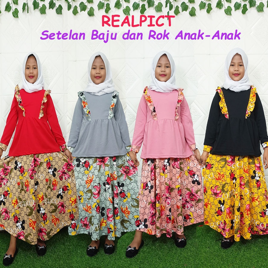 ( 6-12 Tahun ) SETELAN GUCIMIKY BAJU DAN ROK ANAK CARLINA FASHION