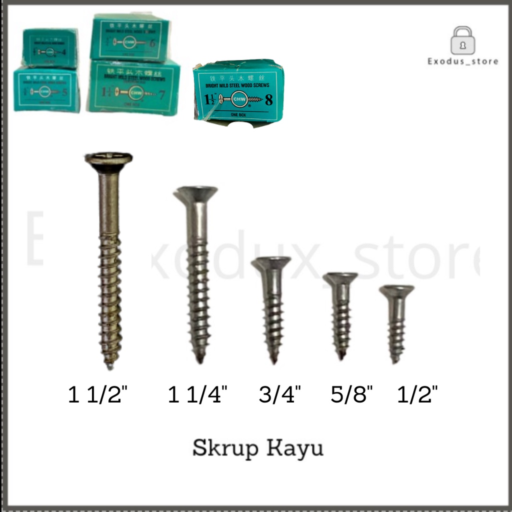 Jual Sekrup Kayu / Skrup CHW 1/2" - 5/8" - 3/4" - 1 1/4" - 1 1/2" inch