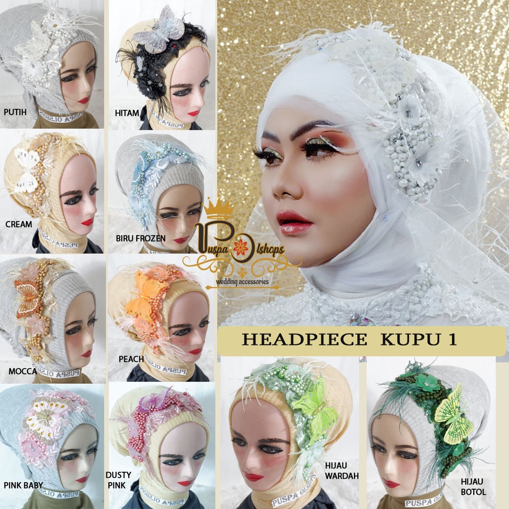 Headpiece  kupu  Mutiara  headpiece hijab  headpiece pengantin