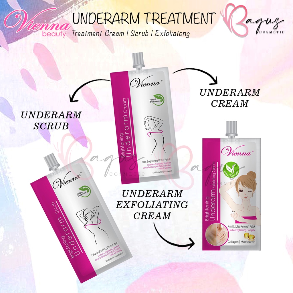 ⭐BAGUS⭐(SACHET) VIENNA UNDERARM  TREATMENT CREAM / SCRUB BPOM | Krim  Lulur Pemutih Ketiak