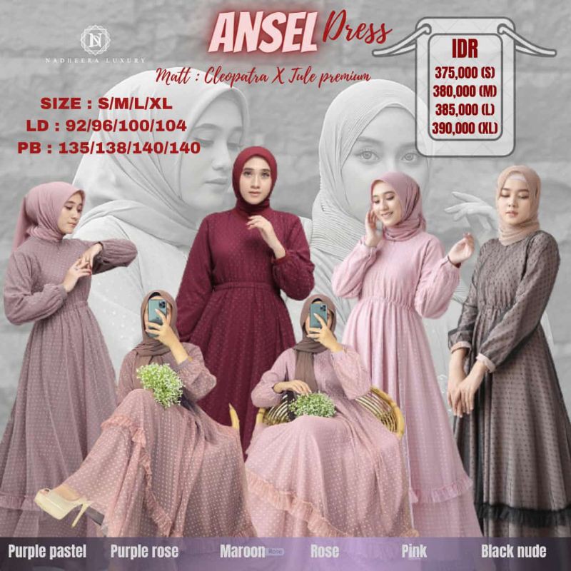 OUTFIT LEBARAN ANSEL DRESS GAMIS TERBARU BY NADHEERA LUXURY