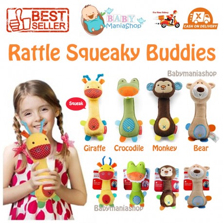 Rattle Squeaky Buddies Stick Rattle Stick Crinkle Bunyi Krincingan Mainan Bayi Genggam Buddies Squezzee