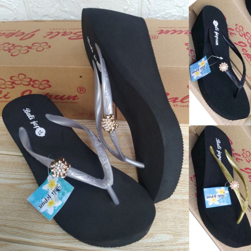 Terbaru.. Sandal Wedges Bali Jepun Special Hitam / Hak 7cm / Garansi Original Bali Jepun Bali