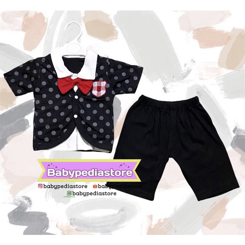 setelan rompi polkadot bayi anak laki laki 6 bulan