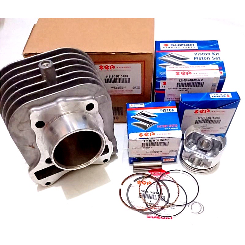 Blok Seher Suzuki Spin Skywave Skydrive Paket Plus Piston Kit STD Bonus Paking Top Set Asli SGP 11211-33G10-0F0 - 12100-46G00-0F0