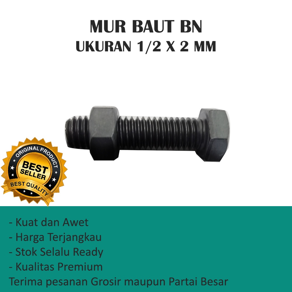 MUR BAUT HEXAGONAL 1/2 x 2 (HARGA SATUAN)- BAUT MUR HEXAGONAL 1/2 x 2 (HARGA SATUAN)