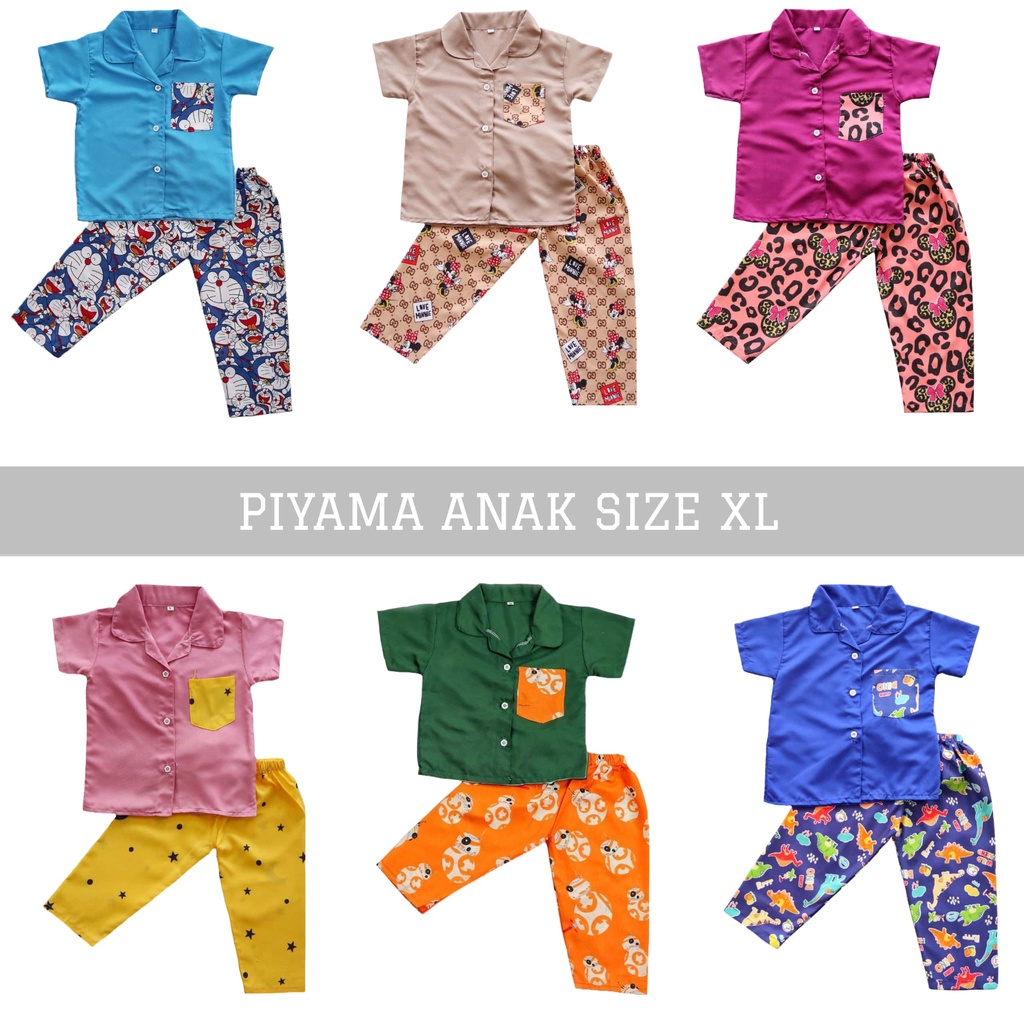 IZANY Piyama Anak Size XL / CP kombinasi Anak Saten Apple