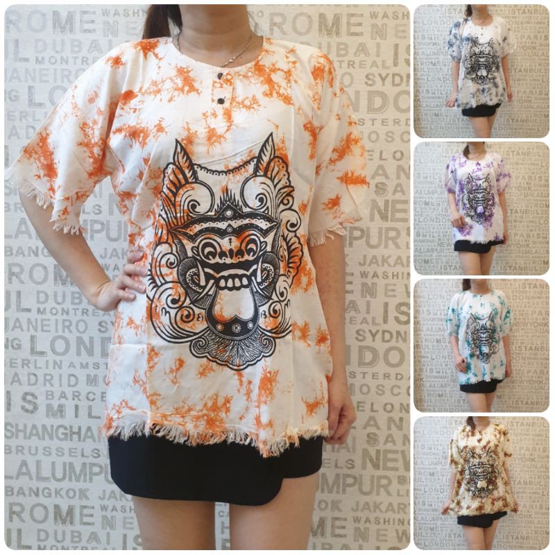 baju bali barong katun XL dasar putih dewasa