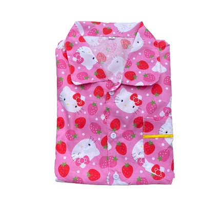 Piyama remaja/ piyama dewasa size 14-16-18-KITTY STRAWBERRY