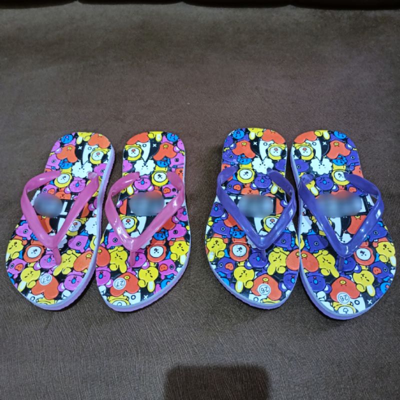 Sandal jepit anak perempuan motif boneka ungu/sandal anak ungu murah