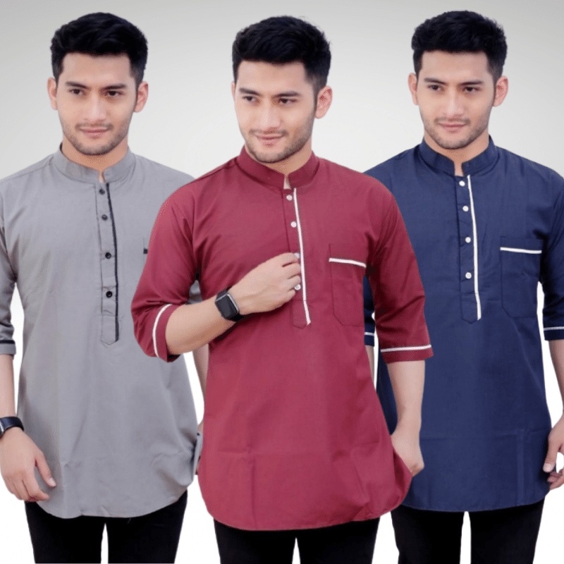 Baju Koko Kurta Dewasa Lengan Pendek Material Catton Adem Serap Keringat