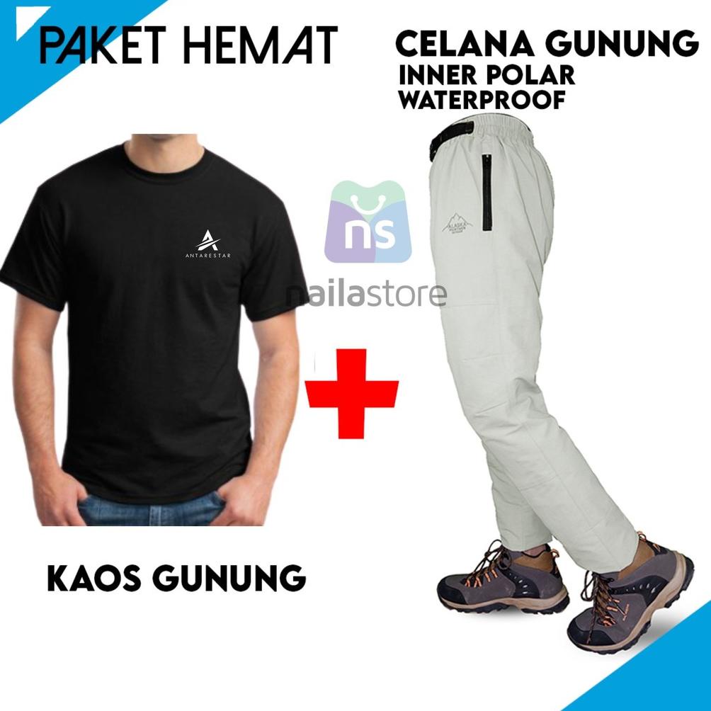 PAKET KAOS CELANA  GUNUNG PANJANG PRIA INNER POLAR GRATIS KAOS OUTDOOR ADVENTURE KEREN