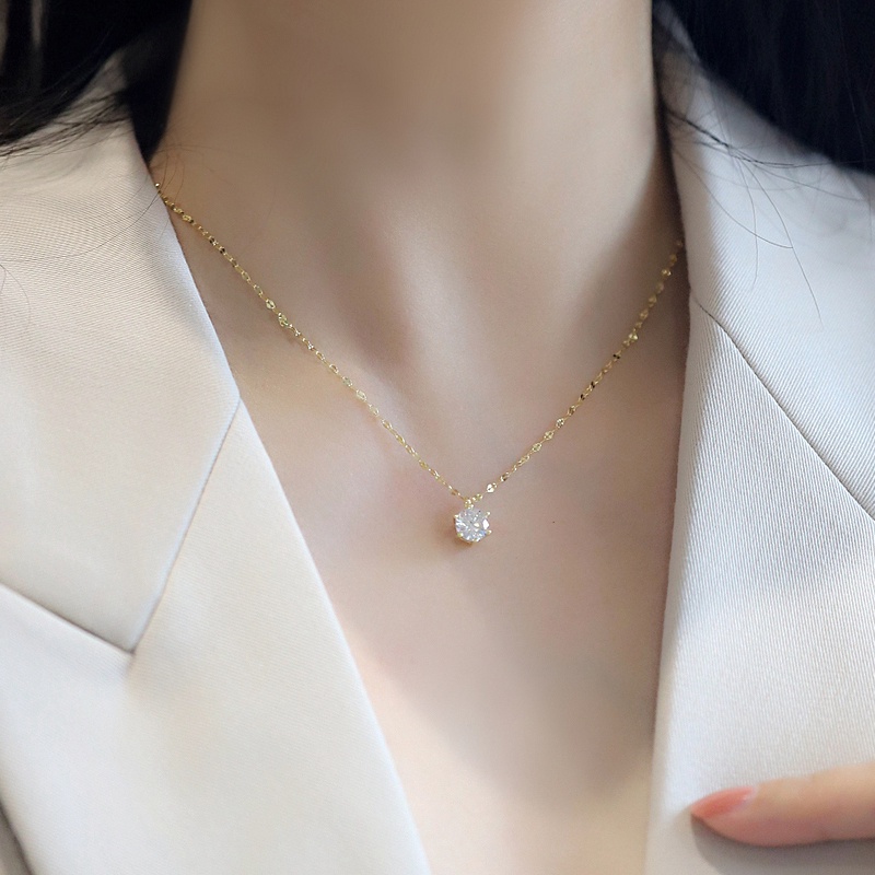 Charm Big Crystal Pendant Necklace Kalung Shining Korea Clavicle Chain Necklaces Women Party Jewelry