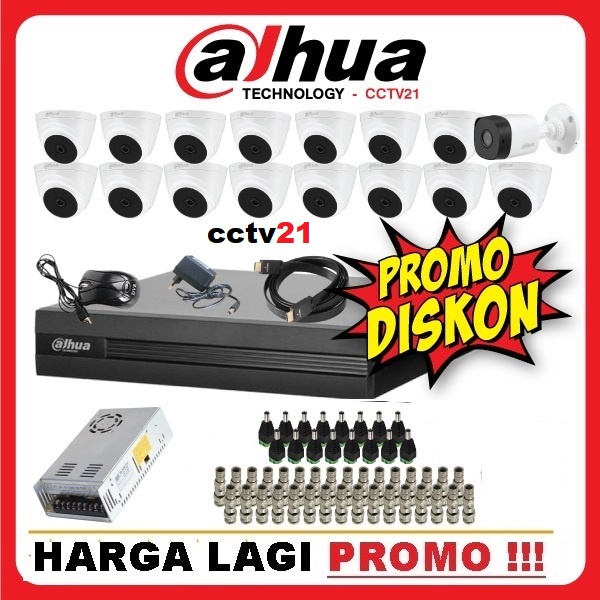 Paket 16 Kamera CCTV  DAHUA Full HD 2MP+DVR-16CH+KB-HDMI-KB-LAN+Free-Tas Batik