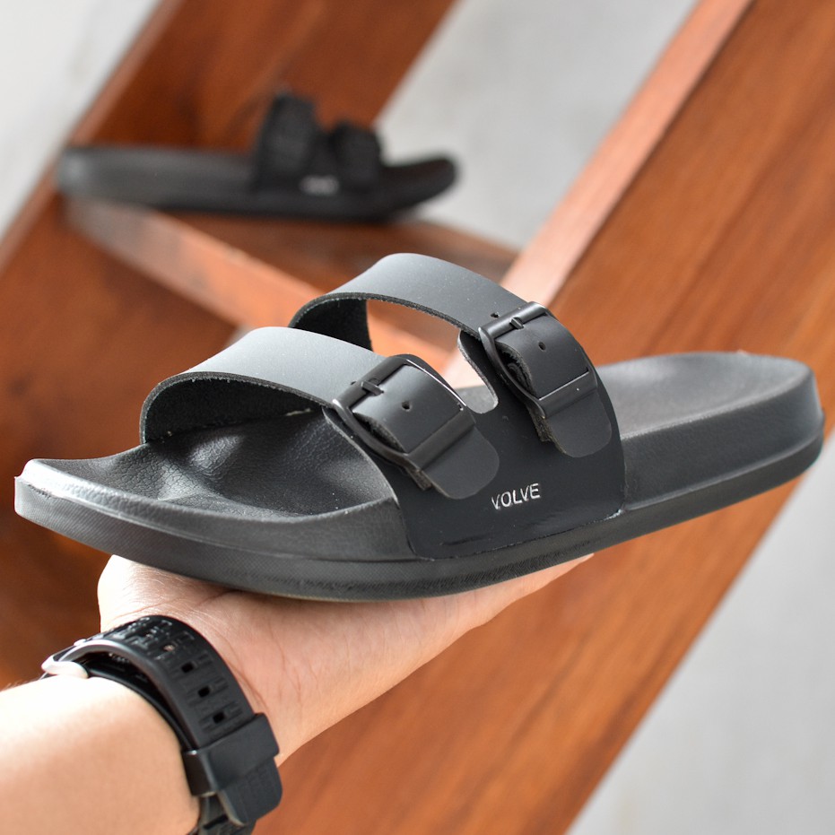 Prime Black | Sandal Slide EVA Hitam Ringan Strap Santai Simpel Pria Laki Sendal Ori | FORIND Volve